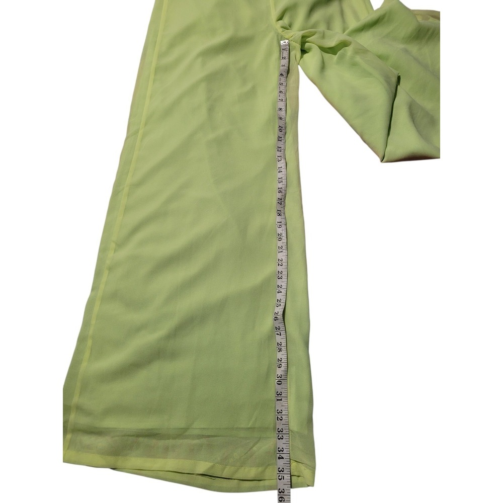 Fashion Nova Beach Views Chiffon Jumpsuit Women's Size XL Lime Halter Wide Leg - Picture 13 of 14